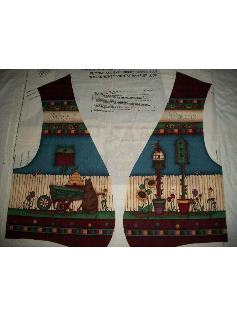 Cranston Works Leslie Beck VIP Fabric Backyard Friends Neighbors Vest Panel
